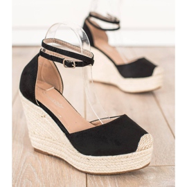 Queentina Stylish Espadrilles On A High Wedge black 1