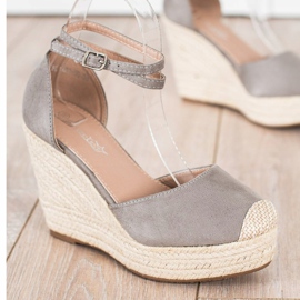 Queentina Stylish Espadrilles On A High Wedge grey 1