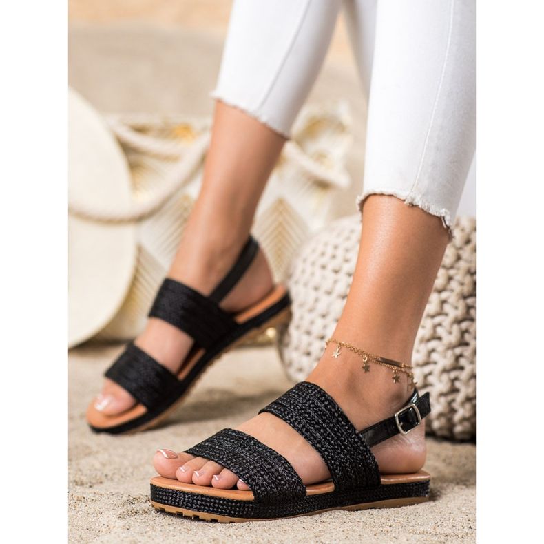 Mannika Black Braided Sandals 1