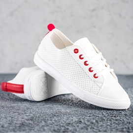SHELOVET Openwork Sneakers With Eco Leather white 1