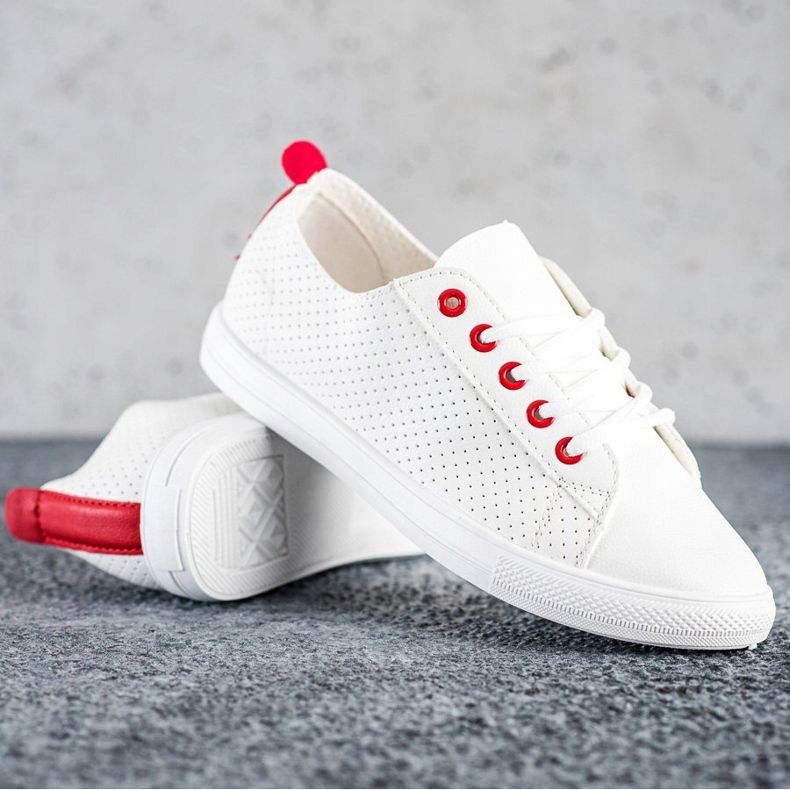 SHELOVET Openwork Sneakers With Eco Leather white 1