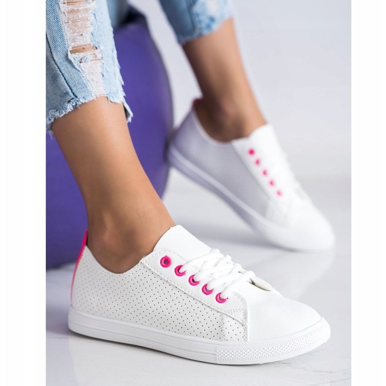 SHELOVET Openwork Sneakers With Eco Leather white 2
