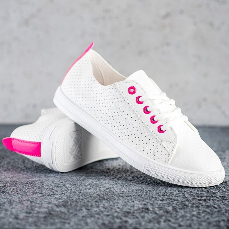 SHELOVET Openwork Sneakers With Eco Leather white 1