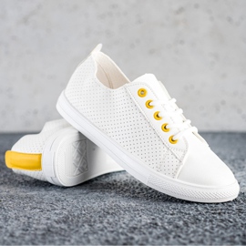 SHELOVET Openwork Sneakers With Eco Leather white 1