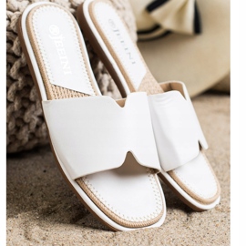 SHELOVET Elegant Eco Leather Slippers white 1