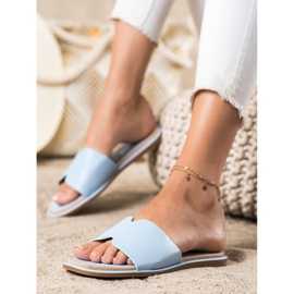SHELOVET Elegant Eco Leather Slippers blue 1