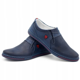 Polbut Men's leather shoes 362, perforated, navy blue 3 Polbut Men's leather shoes 362, perforated, navy blue 3