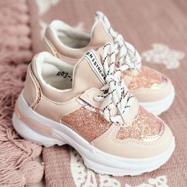 FRROCK Children's Sport Shoes with Glitter Pink Matylda 1