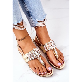 Sandals Flip-flops With Crystals Lu Boo Golden 1