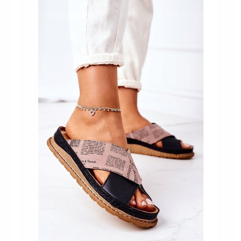 Maciejka 04986-01 Black-Brown Profiled Leather Slippers 2 Maciejka 04986-01 Black-Brown Profiled Leather Slippers 2