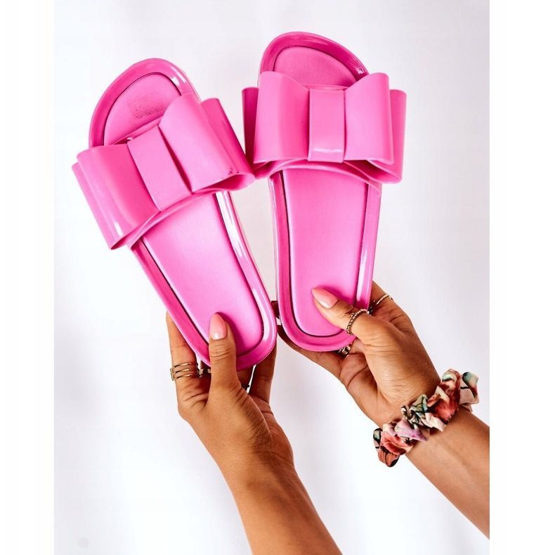 PS1 Rubber Slippers With A Fuchsia April Bow pink 2
