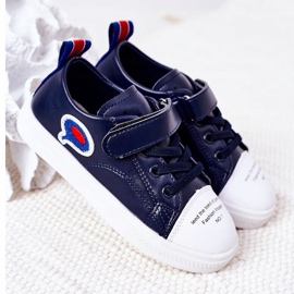 Apawwa Children's Navy Blue Cartoon Velcro Sneakers 2