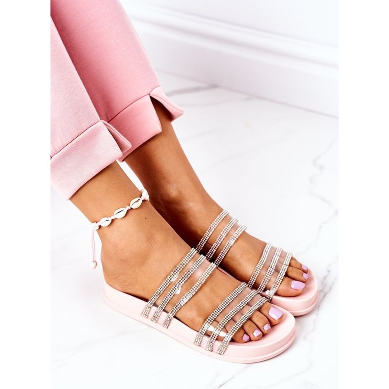 PS1 Rubber Slippers With Pink Cubic Zirconia Miss You 1