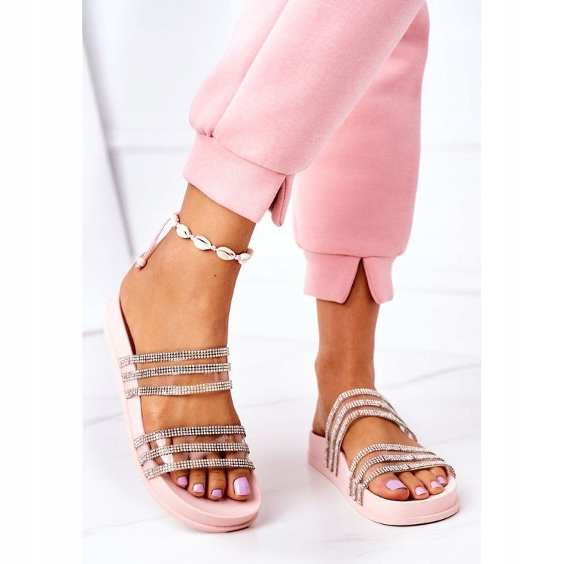 PS1 Rubber Slippers With Pink Cubic Zirconia Miss You 2