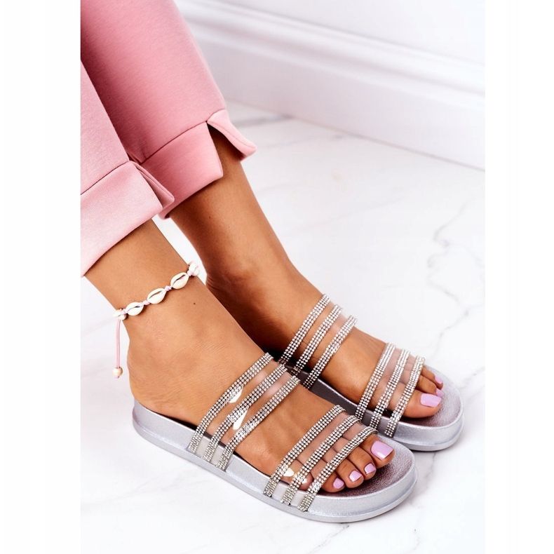 PS1 Rubber Slippers With Silver Cubic Zirconia Miss You 1