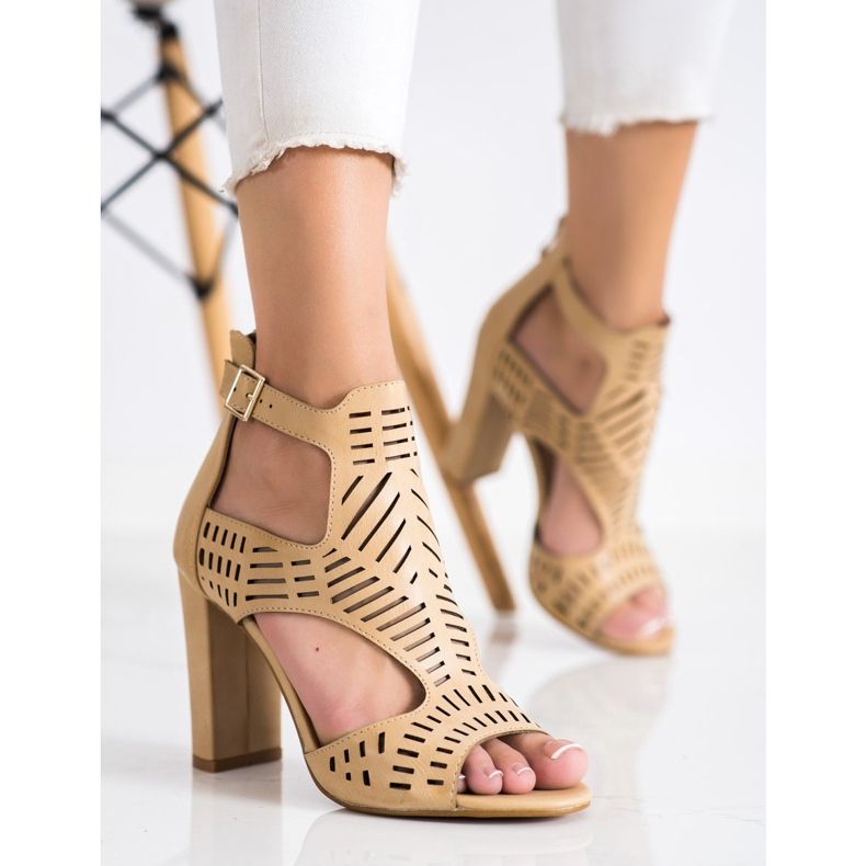 Renda Openwork Fashion Sandals beige 2