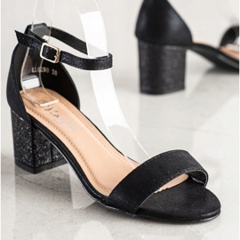 Kayla Sandals With Glitter On The Bar black 1