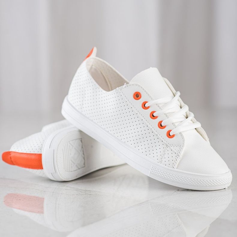 SHELOVET Openwork Sneakers With Eco Leather white 1