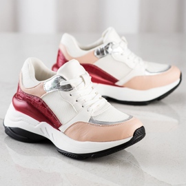 SHELOVET Stylish WHITE AND PINK Sneakers 1 SHELOVET Stylish WHITE AND PINK Sneakers 1