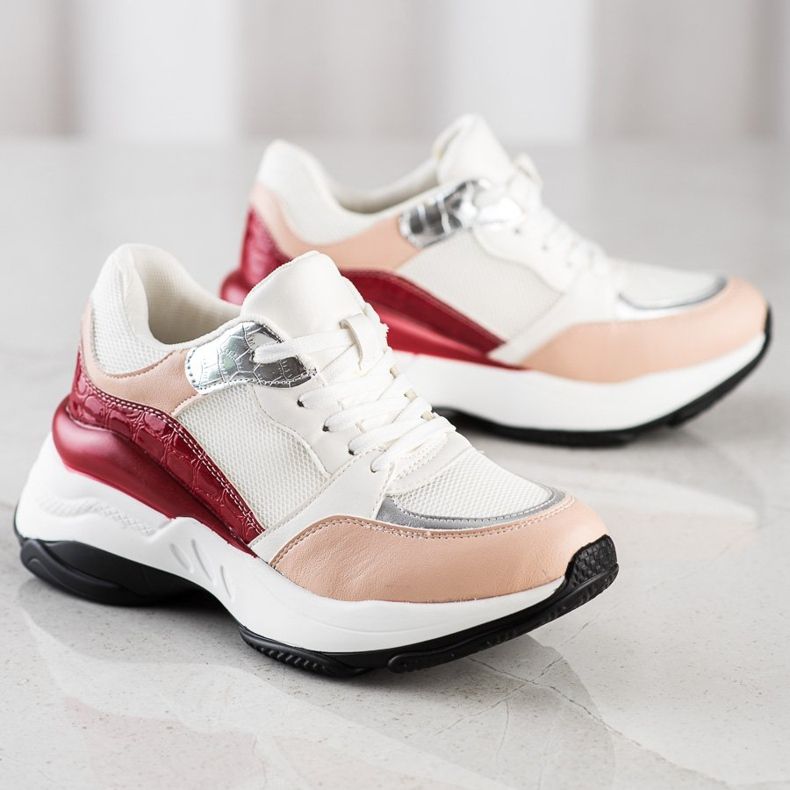 SHELOVET Stylish WHITE AND PINK Sneakers 1 SHELOVET Stylish WHITE AND PINK Sneakers 1