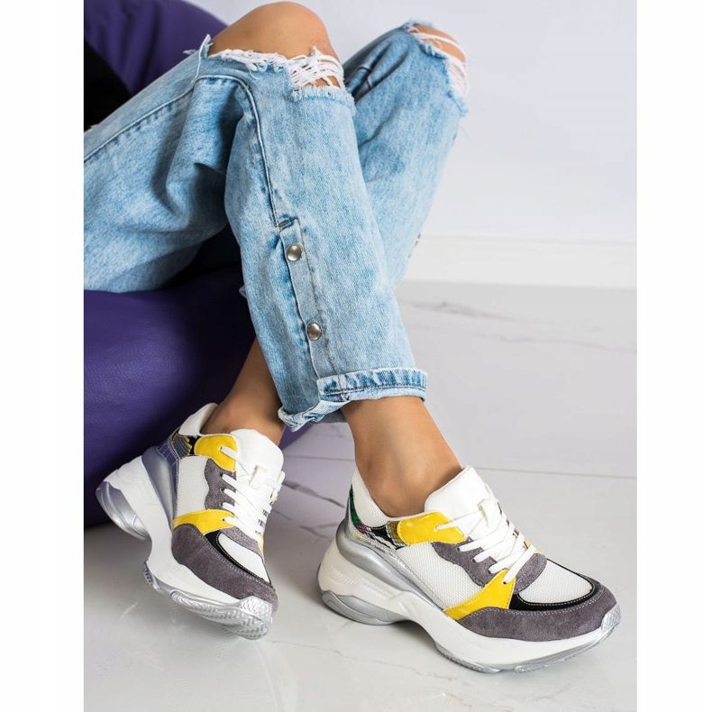 SHELOVET Stylish WHITE AND GRAY Sneakers 1