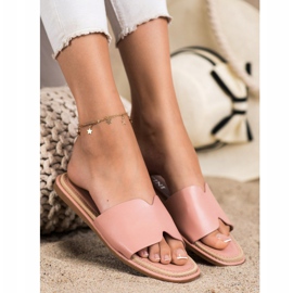 SHELOVET Elegant Eco Leather Slippers pink 1