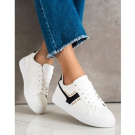 SHELOVET Tied Shoes With Black Insert white 2