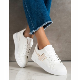 SHELOVET Tied Shoes With Beige Insert white 2