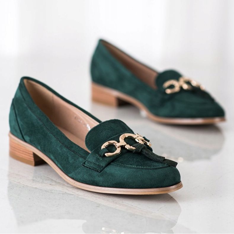 VINCEZA flat heel loafers green 1