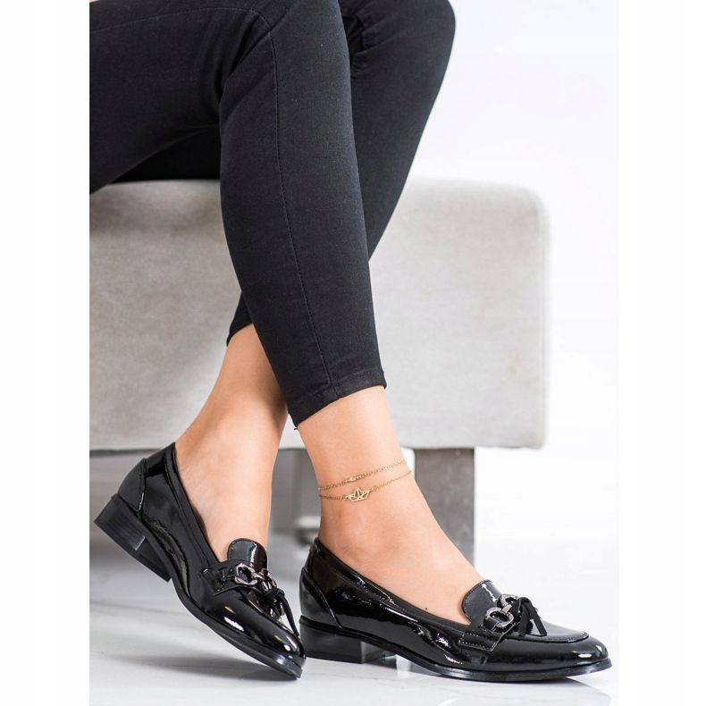 VINCEZA flat heels loafers black 1