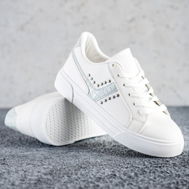 SHELOVET Tied Shoes With Blue Insert white 1