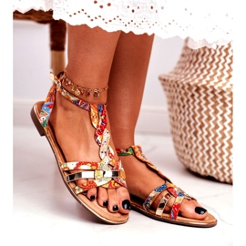 PS1 Women's Sandals Elegant Orange Oriental Brooke multicolored golden 1 PS1 Women's Sandals Elegant Orange Oriental Brooke multicolored golden 1
