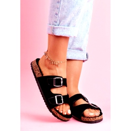 EVE Women's Slippers On Cork With Buckles Black Si Senor 1