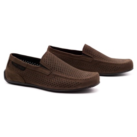 Polbut Men's leather loafers 2105P dark brown 1