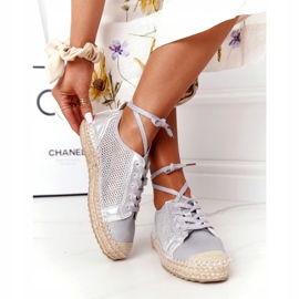 S.Barski Laced Openwork Espadrilles S. Barski L17704 Silver 3