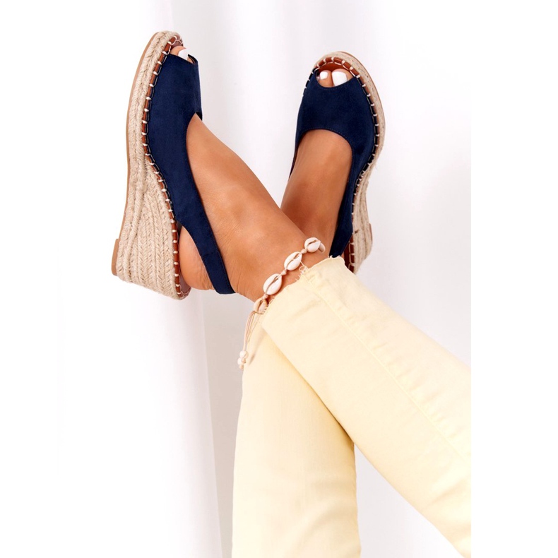 PG1 Las Palomas Wedge Sandals With Braids navy blue 1