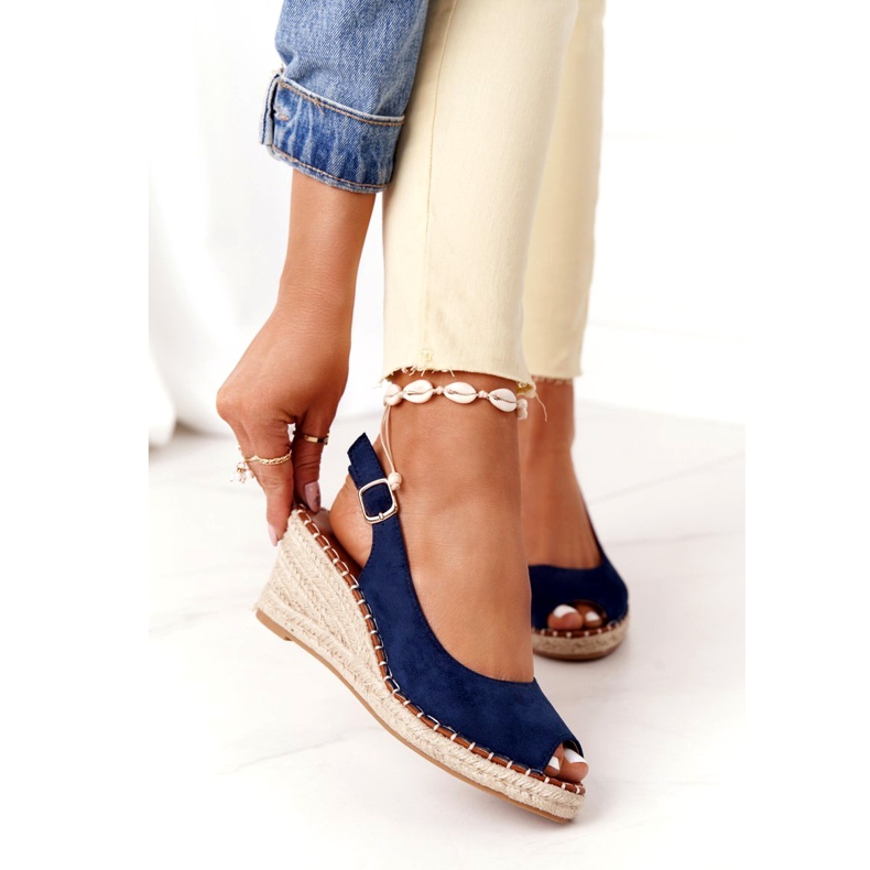 PG1 Las Palomas Wedge Sandals With Braids navy blue 2