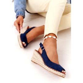 PG1 Las Palomas Wedge Sandals With Braids navy blue 3