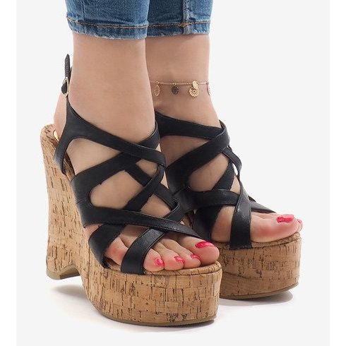 Black wedge sandals 10193 1
