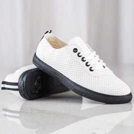 SHELOVET Openwork Sneakers On The Black Platform white 1