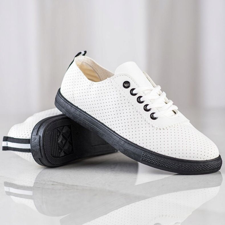 SHELOVET Openwork Sneakers On The Black Platform white 1