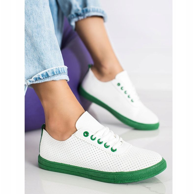 SHELOVET Openwork Sneakers On The Green Platform white 1