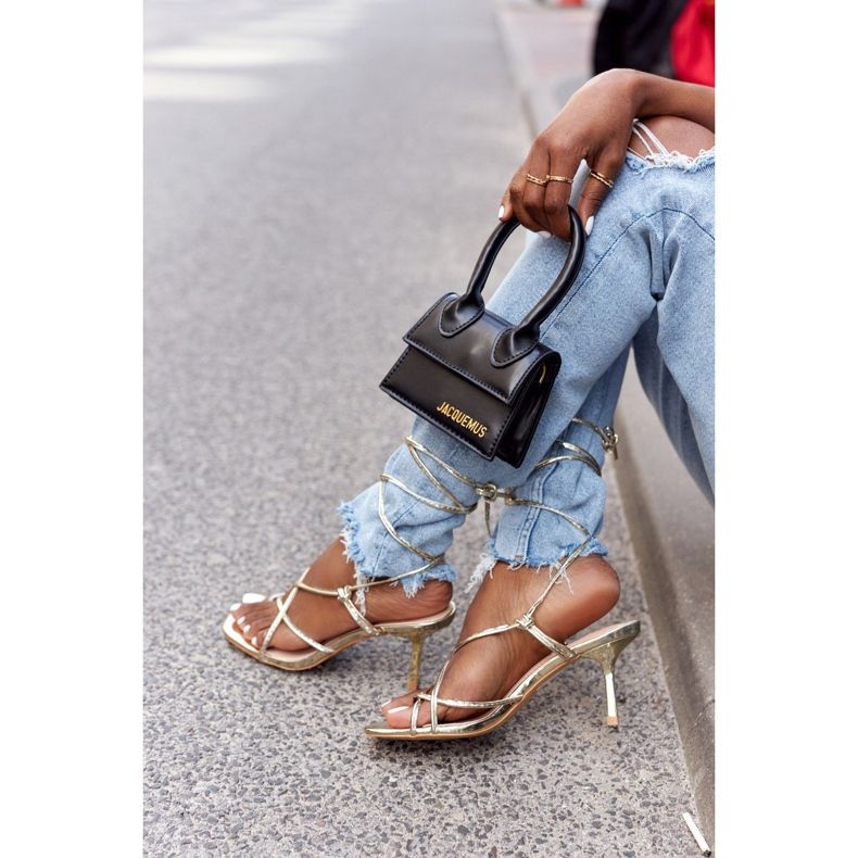 PS1 Tied Sandals On A High Heel With Square Toe Golden Runway 2