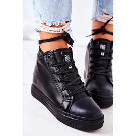 Leather Sneakers On Wedge Big Star EE274127 Black 1