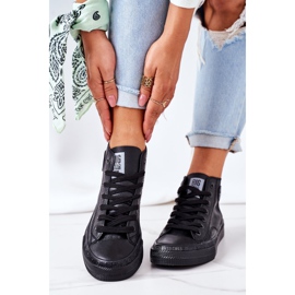 Women's Leather High Sneakers Big Star GG274015 Black 2