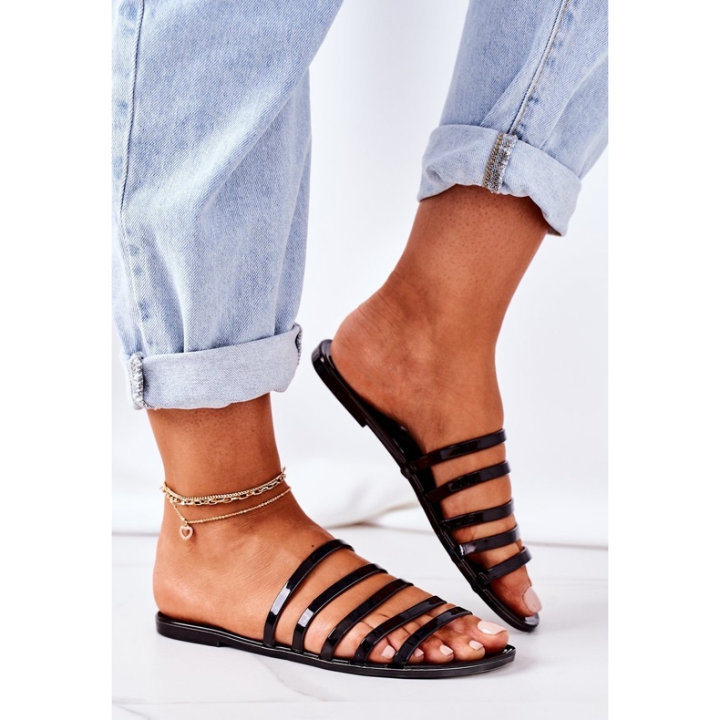 Flat Rubber Slippers Black Travel With Me 2