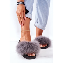 PS1 Women's slippers with fur Dark gray Belmondo grey 2
