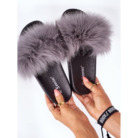 PS1 Women's slippers with fur Dark gray Belmondo grey 1