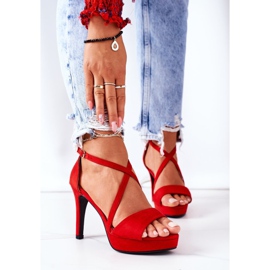 PW1 Suede Sandals On A Red Lizzy High Heel 1