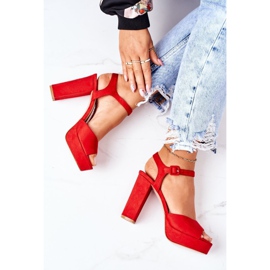 PW1 Suede Sandals On A Red Camilia Bar 1